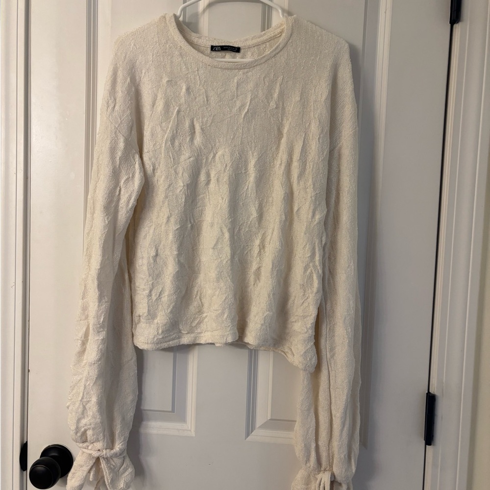 Zara Off-White Textured Knit Top